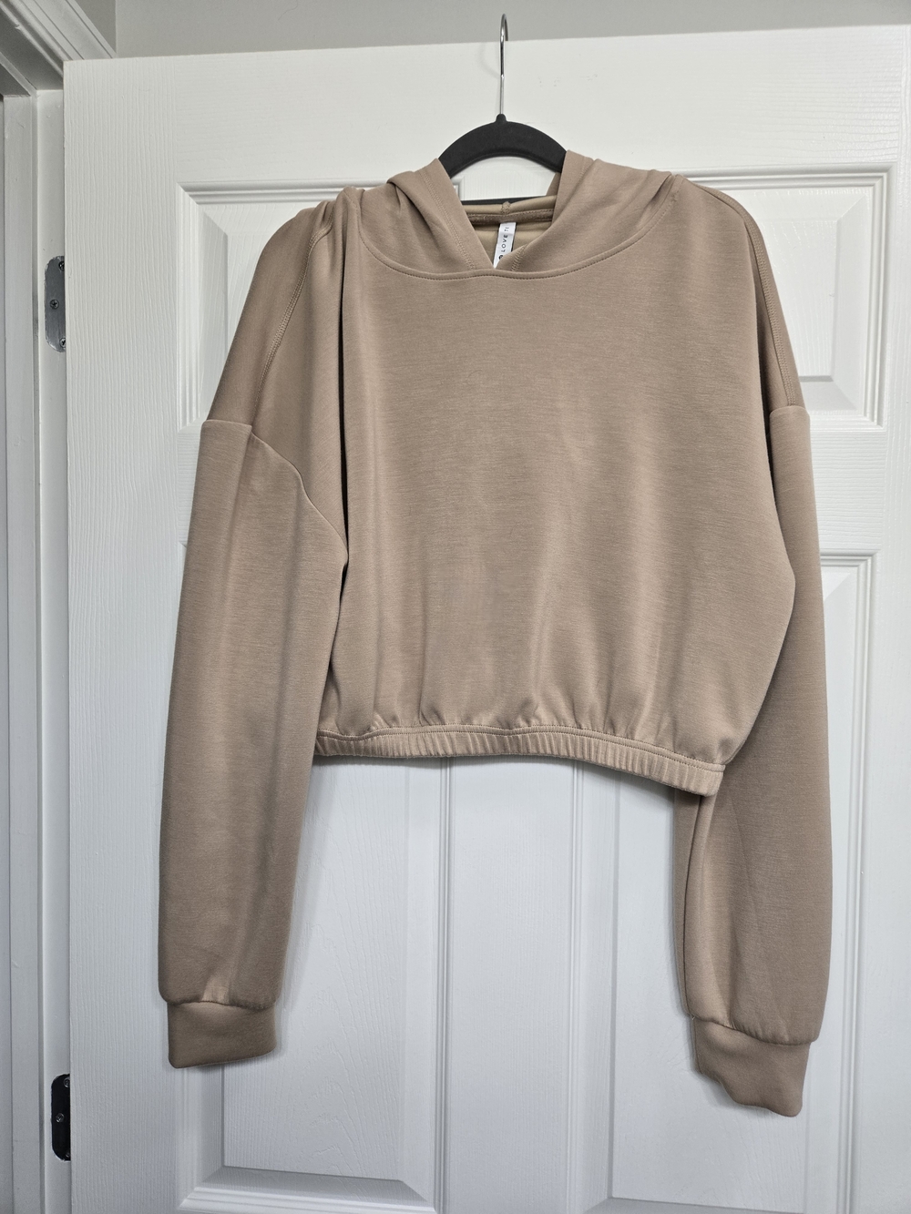 Love Tree Cropped Hoodie in Taupe